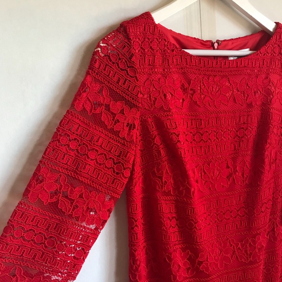 NWT ELIZA J. Red Lace Sheath Cocktail Dress - Picture 7 of 8